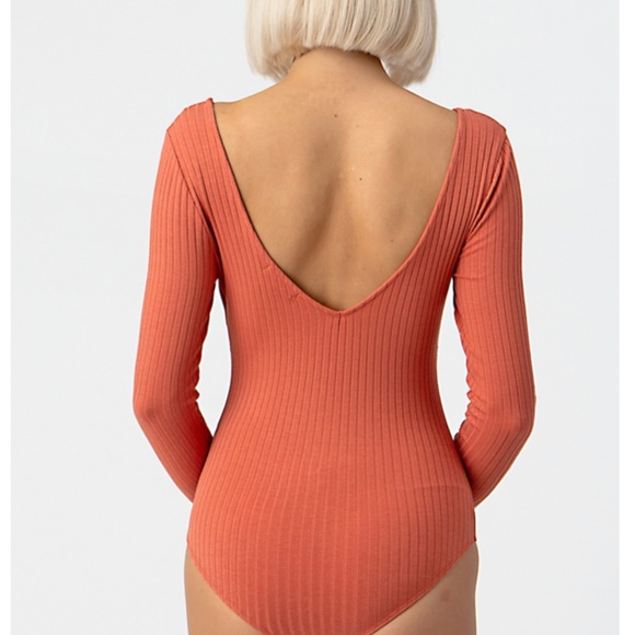 Double V-Neck Long Sleeve Bodysuit - Picture 2 of 5